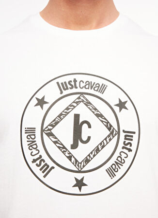 Just Cavalli Bisiklet Yaka Beyaz Erkek T-Shirt 75OAHT07