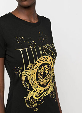 Just Cavalli Bisiklet Yaka Baskılı Siyah Kadın T-Shirt 75PAHF03