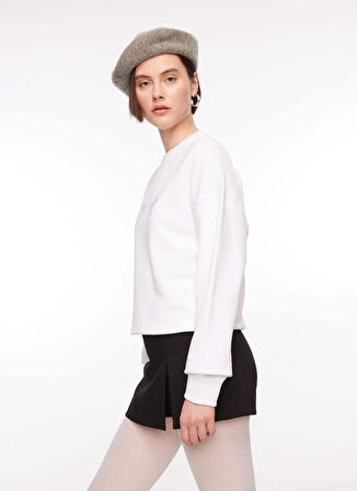 Chiara Ferragni Bisiklet Yaka Düz Beyaz Kadın Sweatshırt 75CBIT05