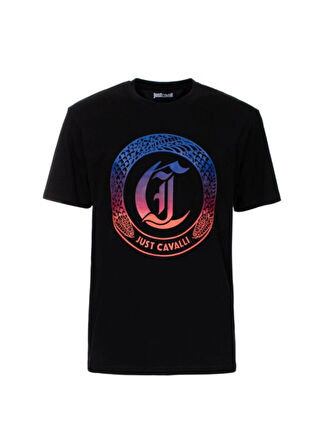 Just Cavalli Bisiklet Yaka Siyah Erkek T-Shirt 76OAHG04