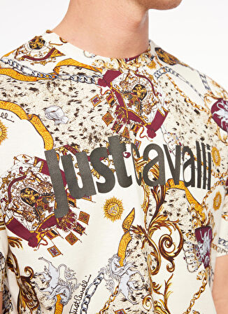 Just Cavalli Bisiklet Yaka Krem Erkek T-Shirt 75OAH6R3