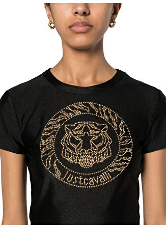 Just Cavalli Yuvarlak Yaka Baskılı Beyaz Kadın T-Shirt 76PAHE08