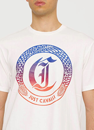 Just Cavalli Bisiklet Yaka Beyaz Erkek T-Shirt 76OAHG04