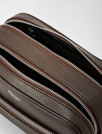 Serapian Kaşmir Deri İkili Fermuarlı El Çantası SRCCHMML622626Y224