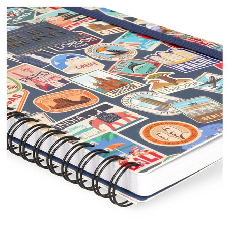 Legami Çizgili Spiral Ciltli Defter - Büyük - Gezi Desenli