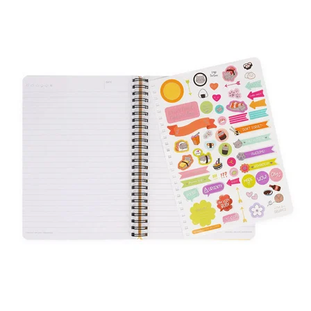 Legami Çizgili Spiral Ciltli Defter - Büyük - Sushi Kedi