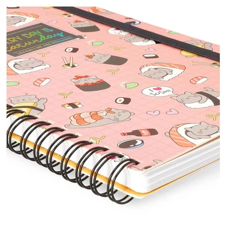 Legami Çizgili Spiral Ciltli Defter - Büyük - Sushi Kedi