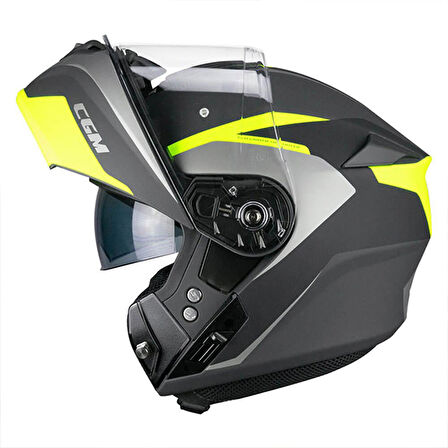 CGM 568G BER DRESDA ÇENE AÇILIR MOTOSİKLET KASKI SARI-GRİ / M