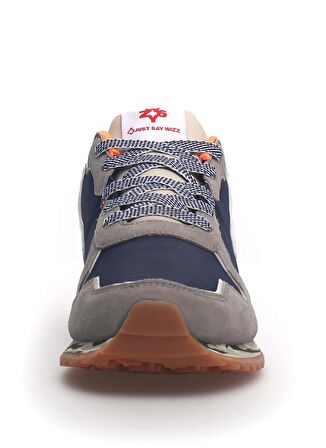 W6YZ Gri - Lacivert Erkek Süet + Tekstil Sneaker JET-M.