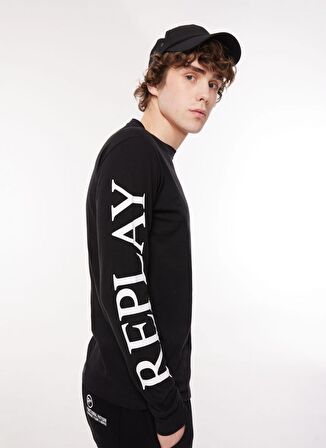 Replay Bisiklet Yaka Düz Siyah Erkek T-Shirt M6474 098 BLACK