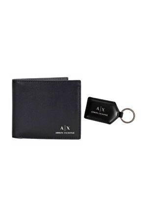 Erkek Yazı Logolu Cüzdan ve Anahtarlık Seti - Siyah | undefined