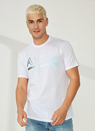 Bisiklet Yaka Baskılı Beyaz Erkek T-Shirt 3RZTJA 1100-WHITE