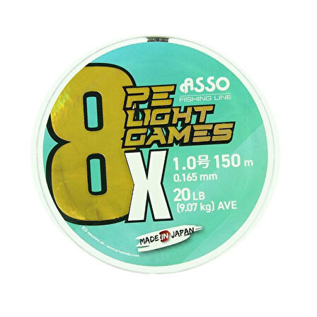 Asso 8X Light Games PE 8 Örgü Spin İp Misina 150mt Moss Green Moss Green-0,148 mm