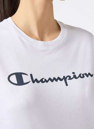 Champion 118428-WW001 Short Sleeve T-shirt Beyaz Erkek Yuvarlak Yaka T-Shirt