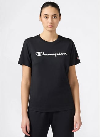 Champion 118428-KK001 Short Sleeve T-shirt Siyah Erkek Yuvarlak Yaka T-Shirt
