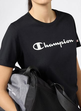 Champion 118428-KK001 Short Sleeve T-shirt Siyah Erkek Yuvarlak Yaka T-Shirt