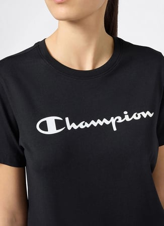Champion 118428-KK001 Short Sleeve T-shirt Siyah Erkek Yuvarlak Yaka T-Shirt