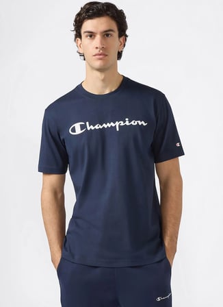 Champion 221814-BS501 Short Sleeve T-shirt Lacivert Erkek Yuvarlak Yaka T-Shirt