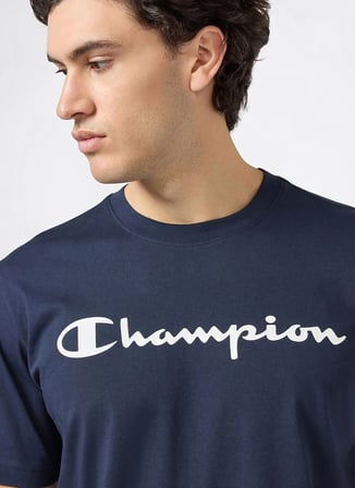 Champion 221814-BS501 Short Sleeve T-shirt Lacivert Erkek Yuvarlak Yaka T-Shirt