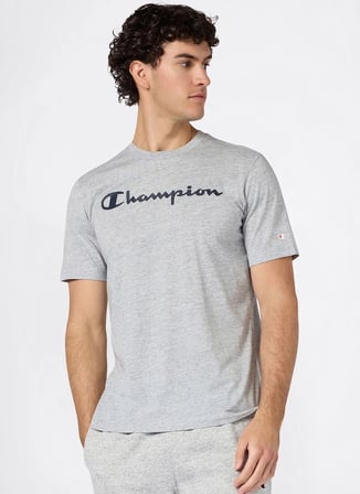 Champion 221814-EM021 Short Sleeve T-shirt Gri Erkek Yuvarlak Yaka T-Shirt