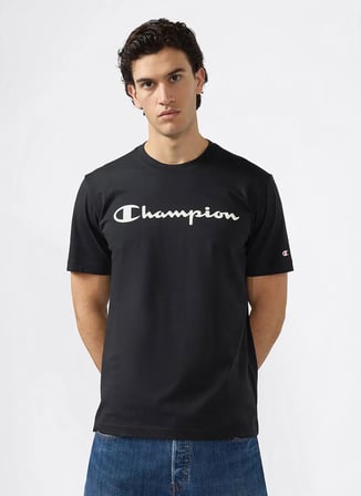 Champion 221814-KK001 Short Sleeve T-shirt Siyah Erkek Yuvarlak Yaka Süprem T-Shirt