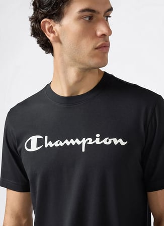 Champion 221814-KK001 Short Sleeve T-shirt Siyah Erkek Yuvarlak Yaka Süprem T-Shirt