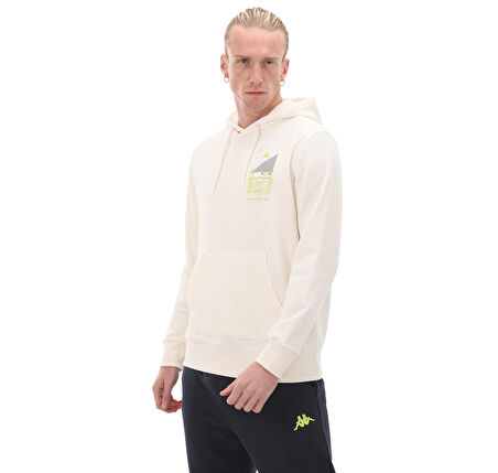 371U1CW-001 Kappa Authentıc Spacetıme Hoodıe Erkek Sweatshirt Krem