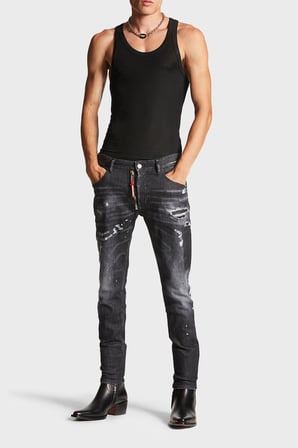 Dsquared2 Logolu Streç Pamuklu Slim Fit Jeans Erkek KOT PANTOLON S74LB1451 S30357 900 SİYAH