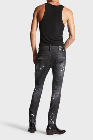 Dsquared2 Logolu Streç Pamuklu Slim Fit Jeans Erkek KOT PANTOLON S74LB1451 S30357 900 SİYAH