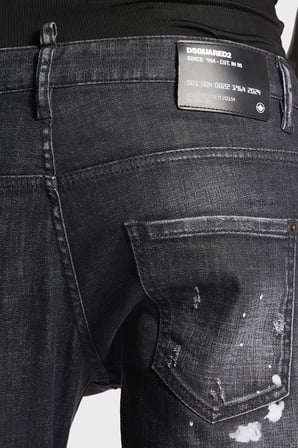 Dsquared2 Logolu Streç Pamuklu Slim Fit Jeans Erkek KOT PANTOLON S74LB1451 S30357 900 SİYAH
