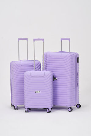 Keo-Plus Lila 3 lü Set Silikon Kırılmaz PP Valiz