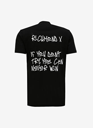 John Richmond Bisiklet Yaka Siyah Erkek T-Shirt UMA23003TS