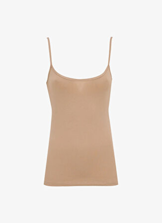 Cotonella Yuvarlak Yaka Bej Kadın Atlet GD006