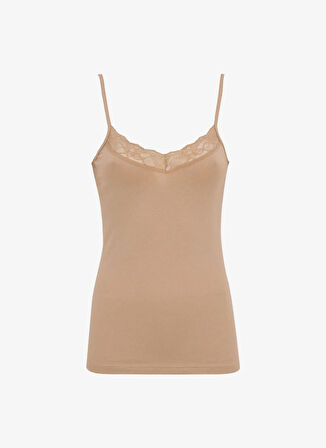 Cotonella Yuvarlak Yaka Bej Kadın Atlet GD135