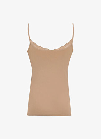 Cotonella Yuvarlak Yaka Bej Kadın Atlet GD135