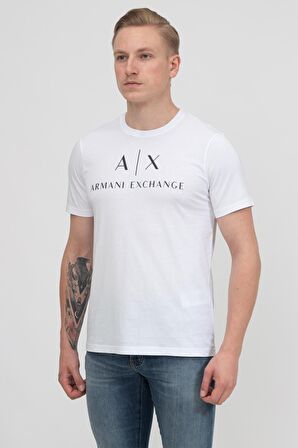 Armani Exchange Bisiklet Yaka Düz Beyaz Erkek T-Shirt 8NZTCJ 1100-WHITE