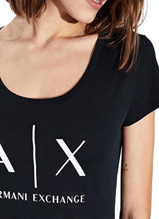 Armani Exchange Bisiklet Yaka Baskılı Siyah Kadın T-Shirt 8NYT70