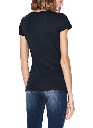 Armani Exchange Bisiklet Yaka Baskılı Siyah Kadın T-Shirt 8NYT70