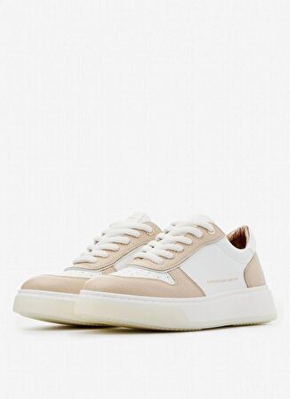 Beyaz - Krem Kadın Deri Sneaker ASAZHWW1540NUW