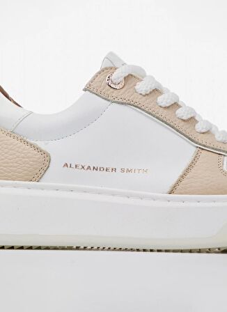 Beyaz - Krem Kadın Deri Sneaker ASAZHWW1540NUW