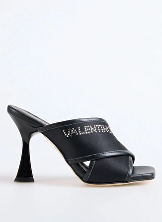 Valentino Saten Siyah Kadın Topuklu Sandalet 91D2541STN
