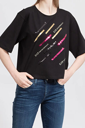 Bisiklet Yaka Kadın T-Shirt-Siyah | L