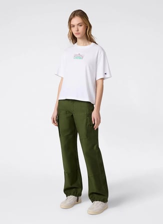 Champion 118389-WW016 SS Tee Beyaz Yuvarlak Yaka Düz Kadın T-Shirt
