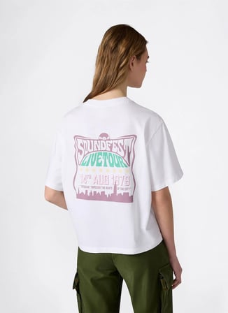 Champion 118389-WW016 SS Tee Beyaz Yuvarlak Yaka Düz Kadın T-Shirt