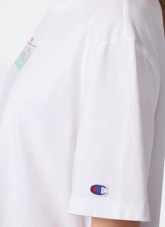 Champion 118389-WW016 SS Tee Beyaz Yuvarlak Yaka Düz Kadın T-Shirt