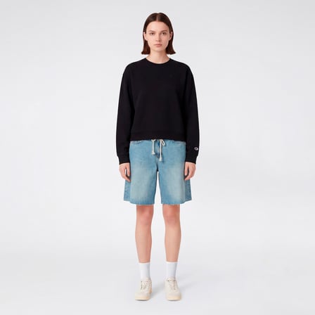 Champion Crewneck Regular Fit Kadın Siyah Sweatshirt