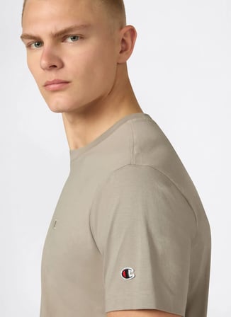Champion 220278-ES035 SS Tee Bej Yuvarlak Yaka Erkek T-Shirt