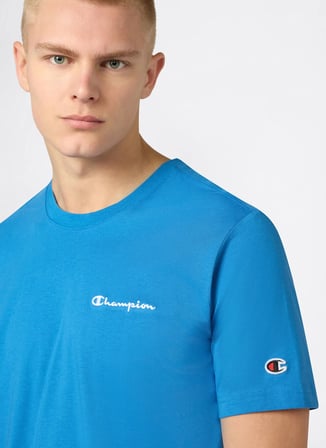 Champion 221798-BS220 SS Tee Mavi Yuvarlak Yaka Düz Erkek T-Shirt