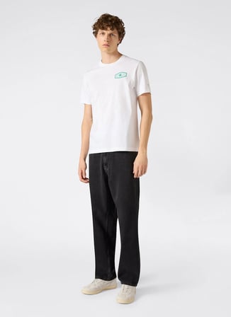 Champion 222392-WW001 Crewneck T-Shirt Beyaz Yuvarlak Yaka Düz Erkek T-Shirt