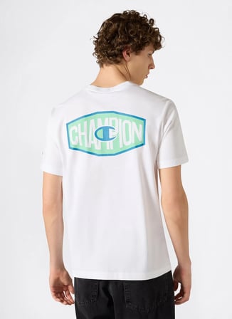 Champion 222392-WW001 Crewneck T-Shirt Beyaz Yuvarlak Yaka Düz Erkek T-Shirt